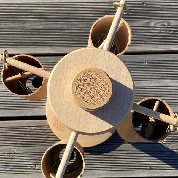 Koshi Earth Symphony Set of 4 Chimes + Zenmotion Stand. Made in France - wind chime set with stand