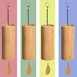 Set of 4 Koshi wind chimes, Aqua, Aria, Terra, Ignis, handcrafted bamboo chimes from France for meditation and sound healing
