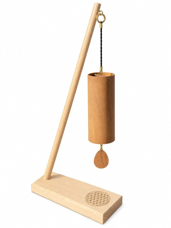 Koshi Earth Symphony Chime + Flower of Life Stand. Made in France - wind chime set with stand