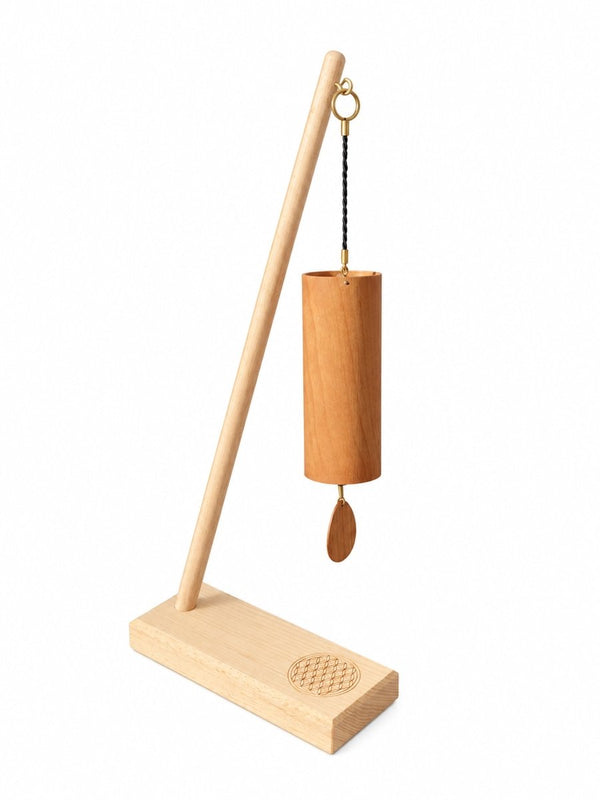 Koshi Earth Symphony Chime + Flower of Life Stand. Made in France - wind chime set with stand